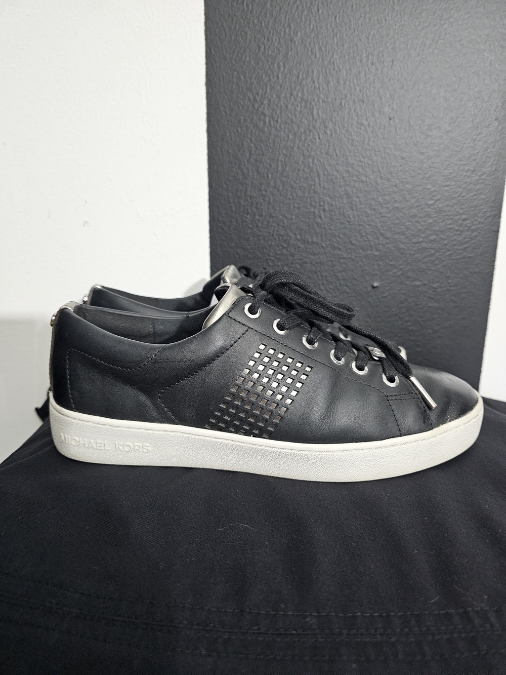 Michael Kors Black Leather Low-Top Sneakers